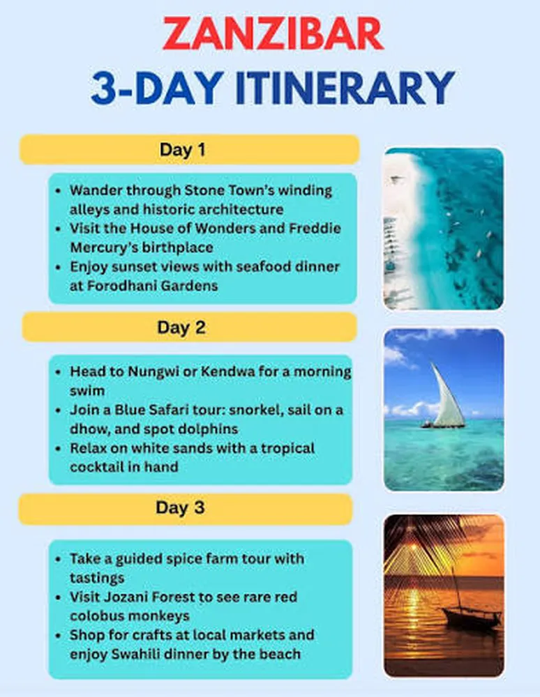 3-day Zanzibar family itinerary with relaxed beach time