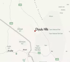 Map of Chyulu Hills, Kenya