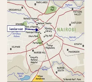 Map of Nairobi City, Kenya