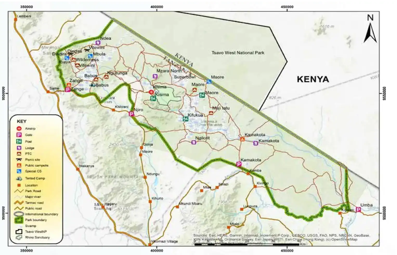 Map of Mkomazi National Park