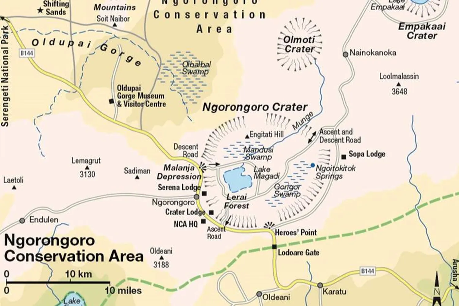 Ngorongoro Crater Safari/Tour Map 2026–2027